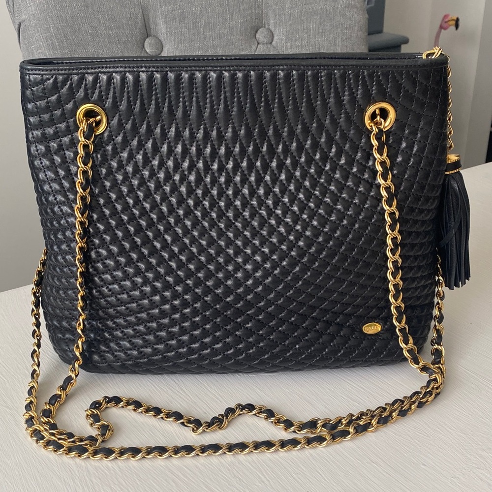 Bally Black Quilted Leather Shoulder Bag with Gold Chain - Picture 3 of 16